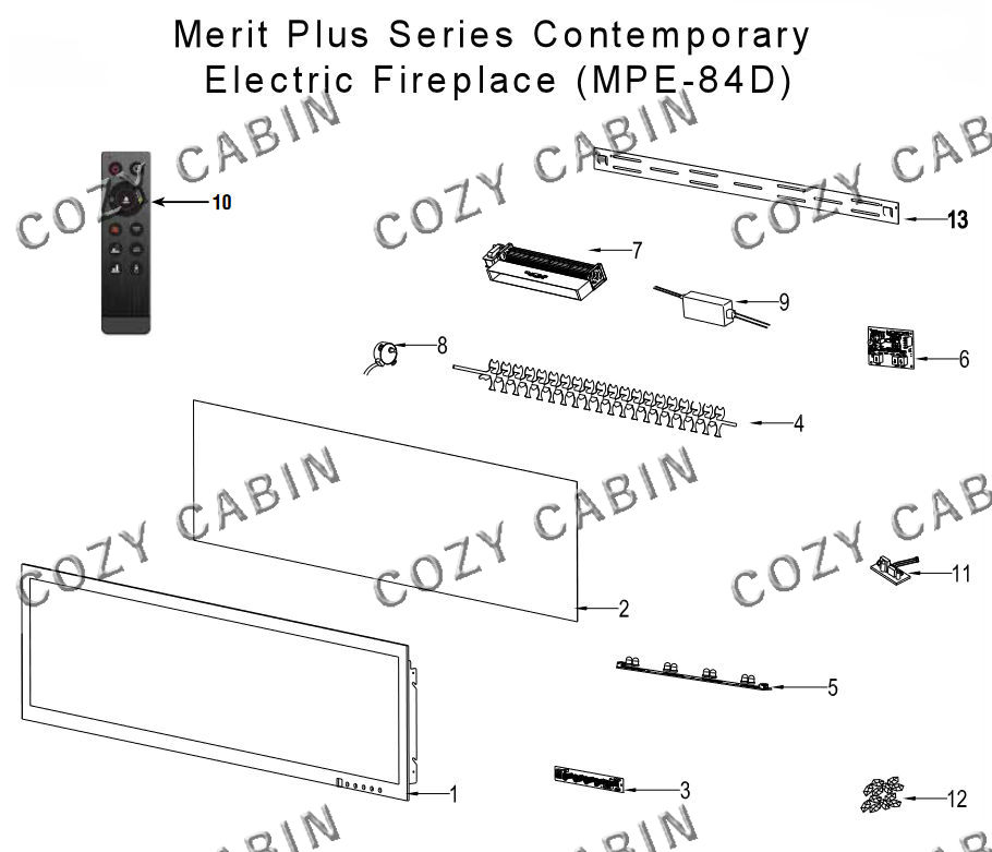 Merit Plus Series Contemporary Electric Fireplace (MPE-84D) #MPE-84D